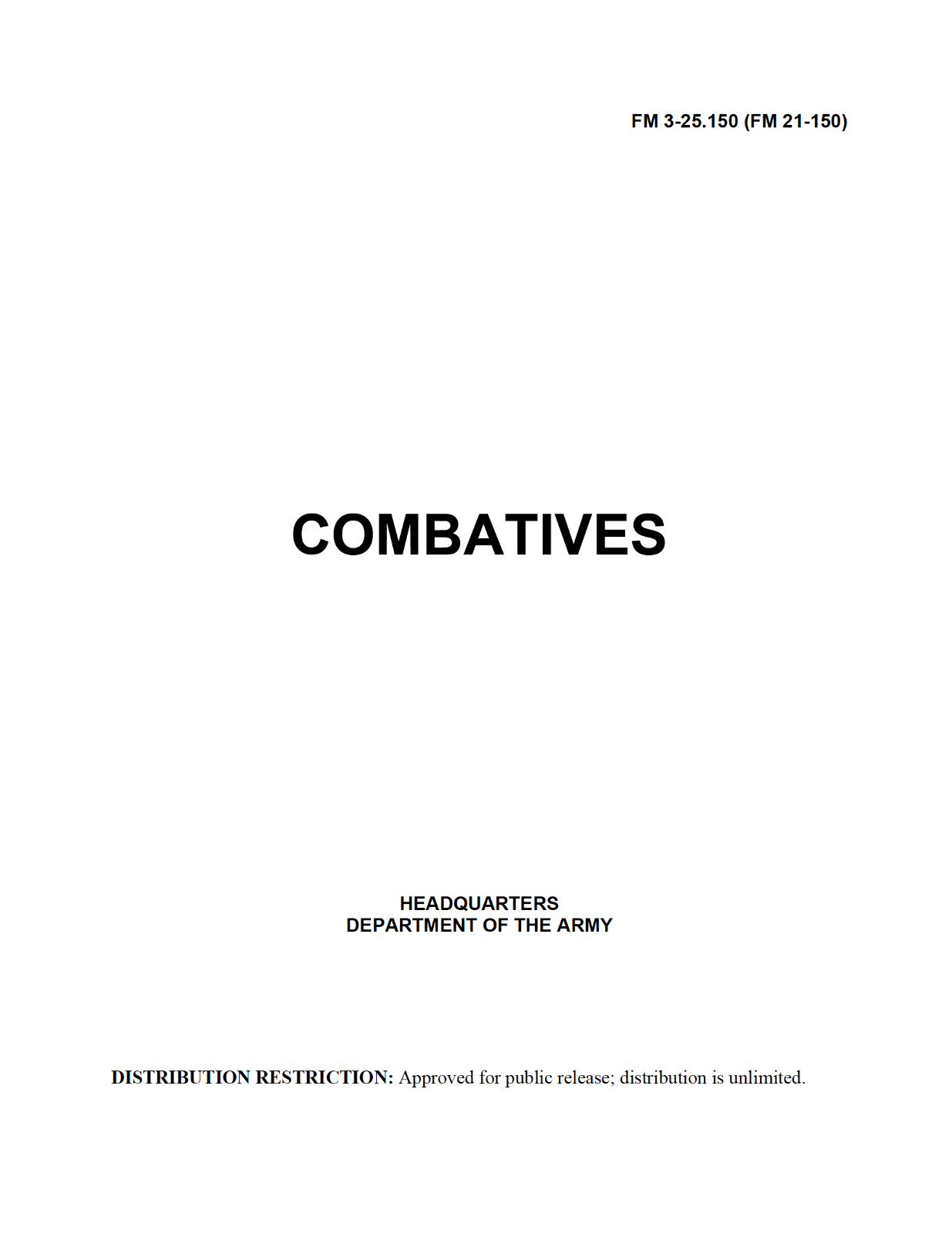 265 Page Army 2002 COMBATIVES 3-25.150 Illustrated Manual on Data CD 