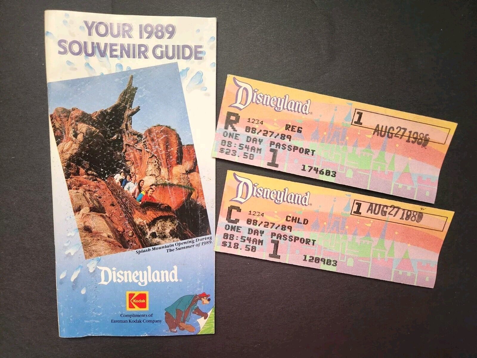 1989 Disneyland Lot - Passports, Disneyland Today Souvenir Guide Splash Mountain