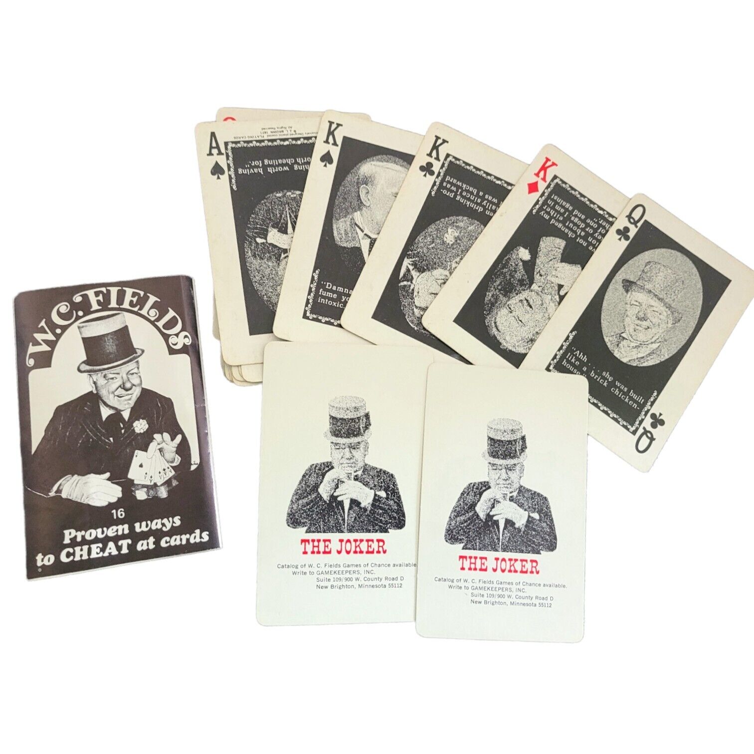 Vintage WC Fields 16 Proven Ways To Cheat At Cards Novelty Trick Playing Cards