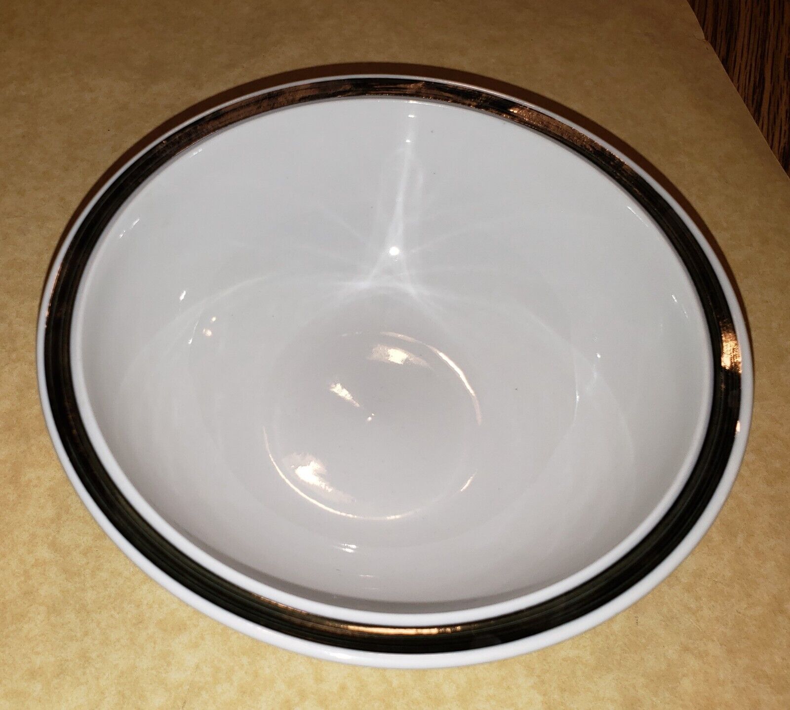 4 Gibson Designs Basic Living Bowls White & Black Rim Cereal Bowls 6” Soup Cup