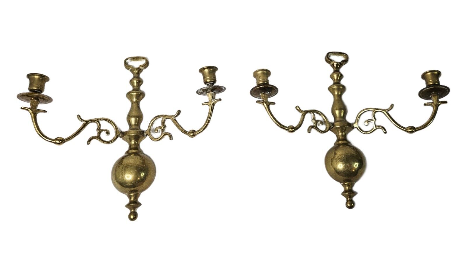 Brass Wall Candle Sconces Williamsburg Colonial Candelabra Candlestick Holder 2