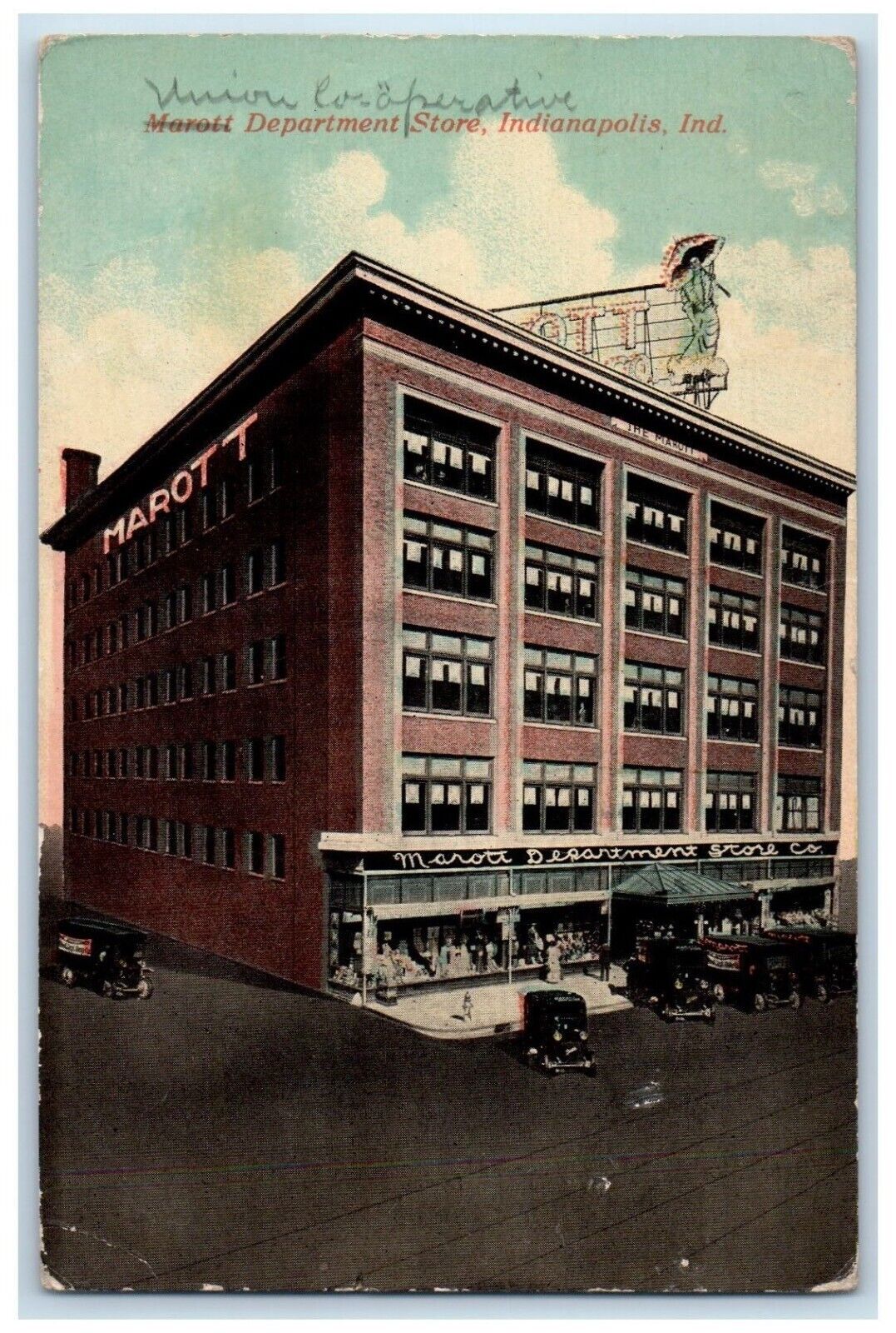 1914 Exterior Marott Department Store Indianapolis Indiana IN Vintage Postcard