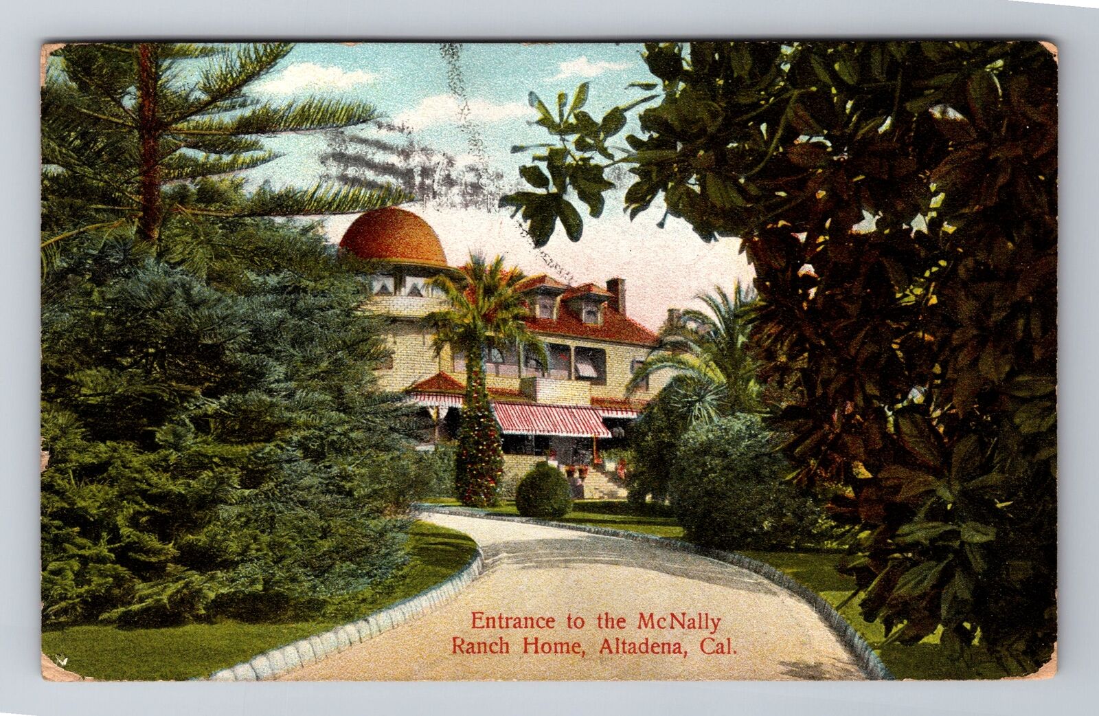 Altadena CA-California, Entrance To McNally Ranch Home, Vintage c1909 Postcard