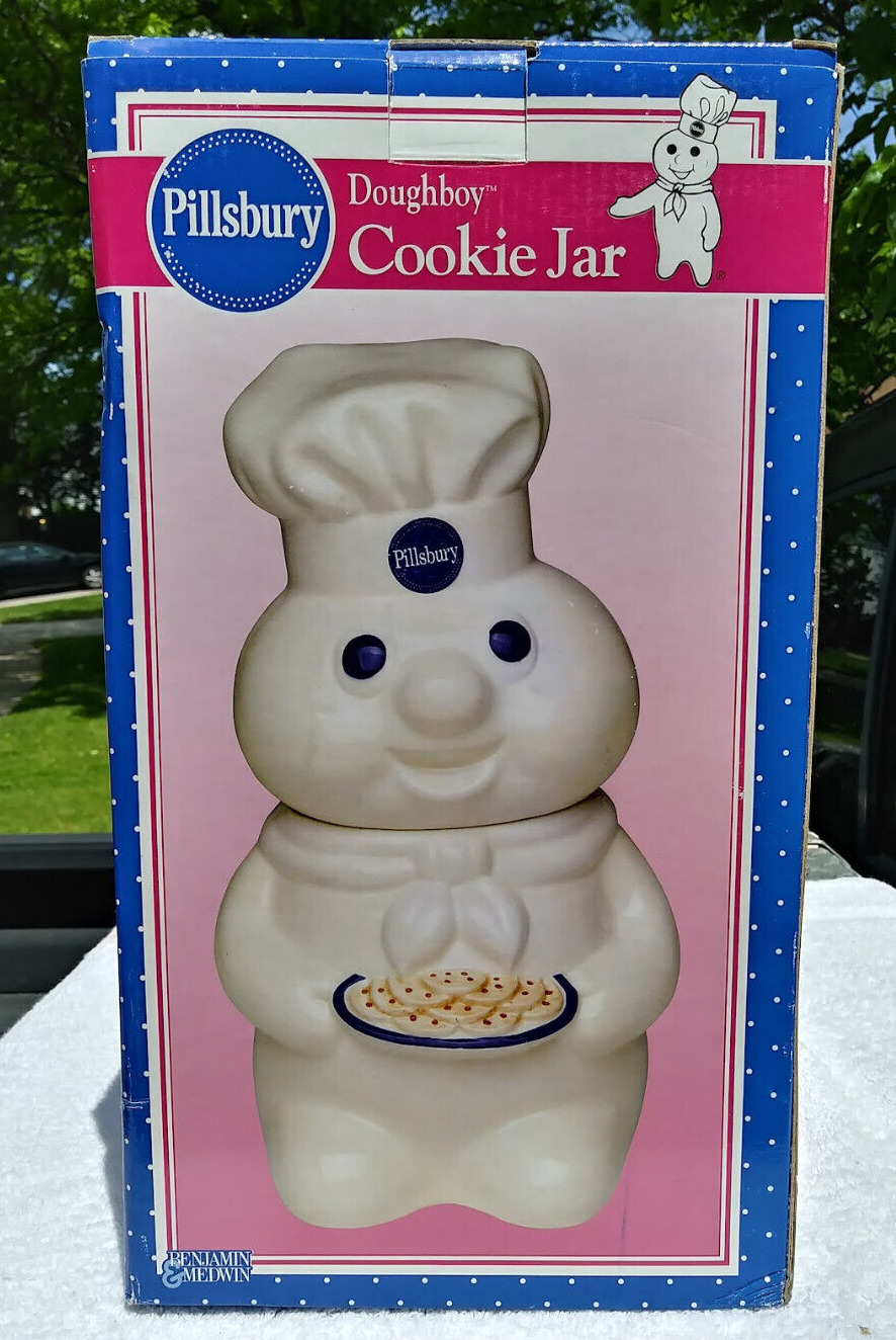 Pillsbury Doughboy Cookie Jar 1998 Holding Tray of Cookies 12\