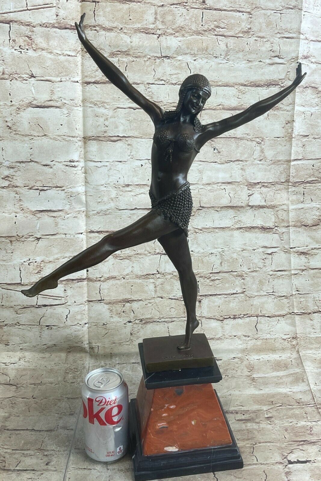 Signed Demetre Chiparus Art Nouveau Beautiful Dancer Bronze Marble Base Figur Nr