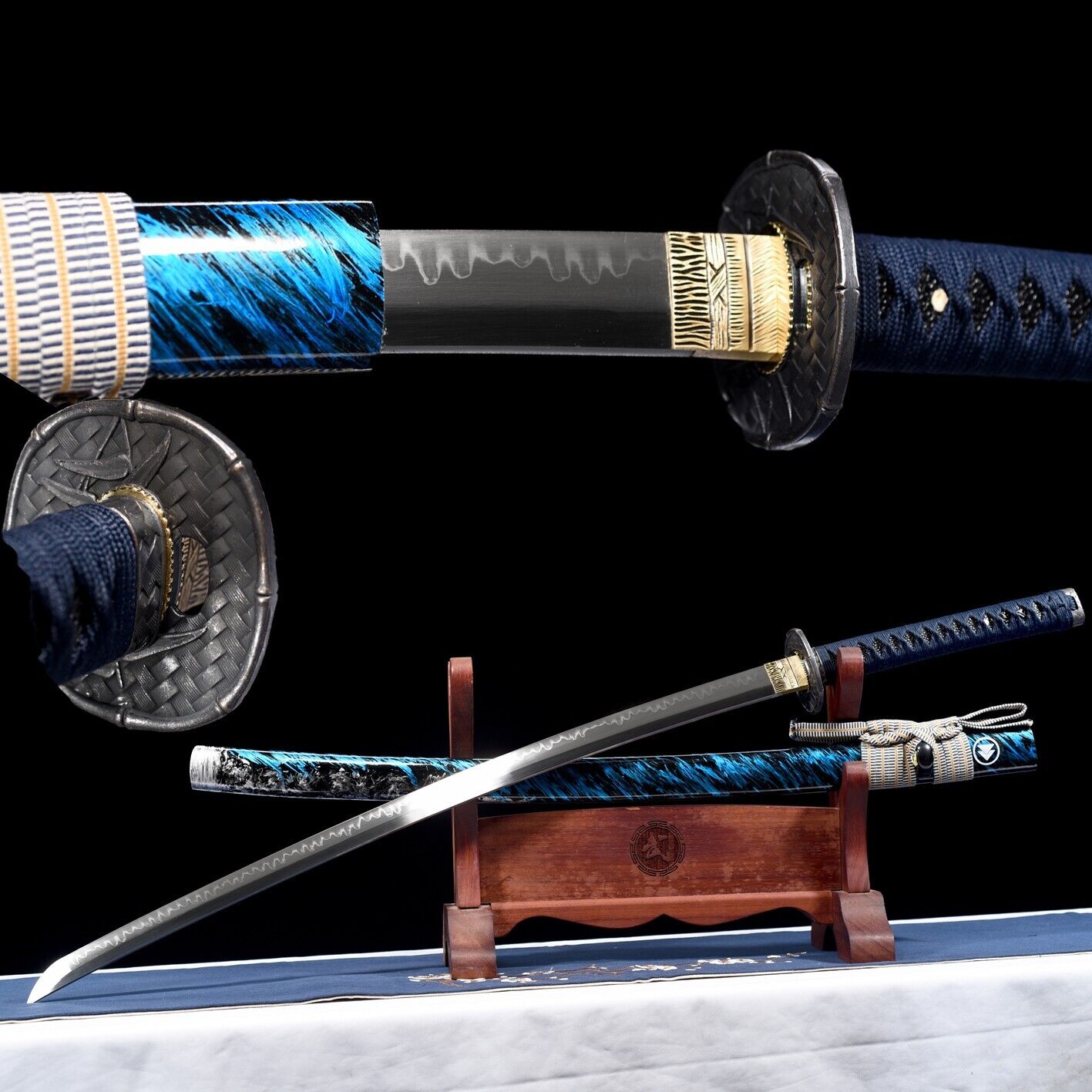 T10 Steel Clay Burning Blade katana very sharp weapon Mirror craft Samurai sword
