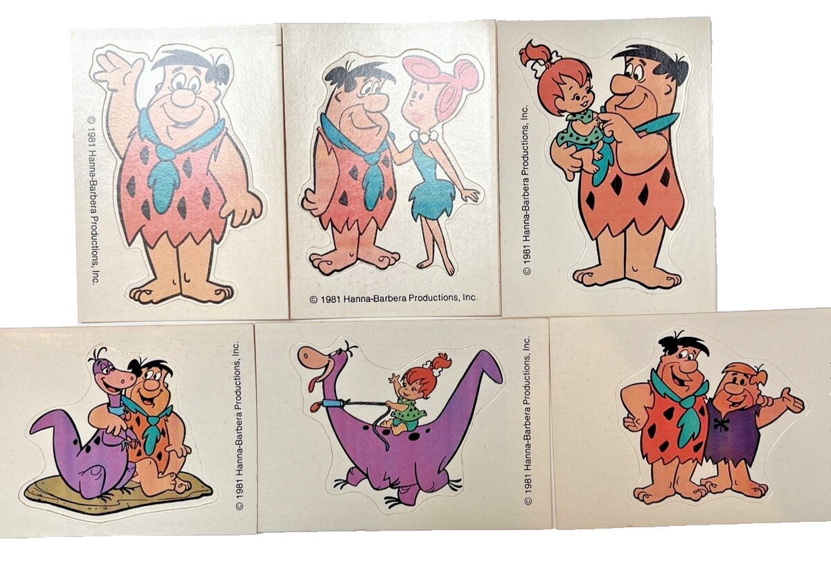 Lot of 2 Vintage 1981 Hanna Barbera Production Flintstones Sticker sets- RARE