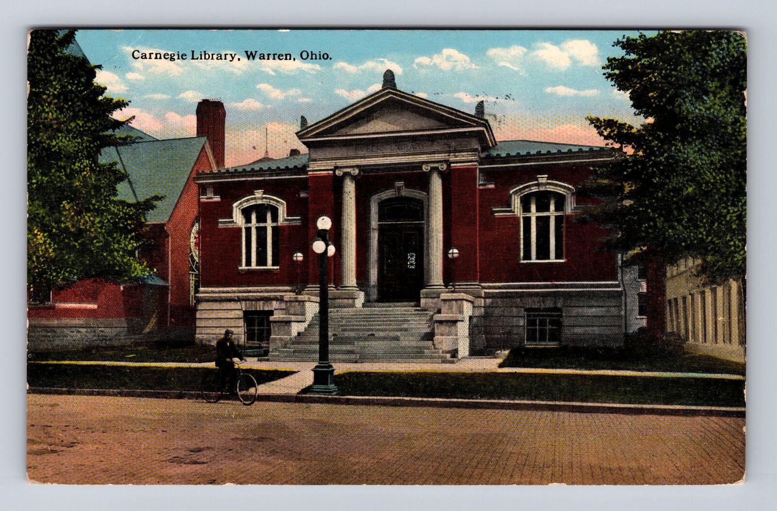 Warren OH-Ohio, Carnegie Library, Antique, Vintage c1916 Postcard