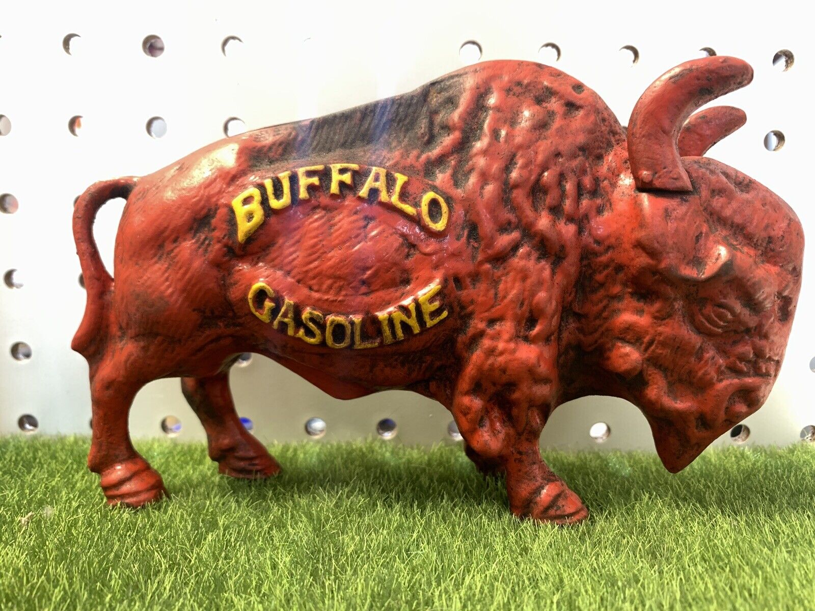 Buffalo Gasoline Piggy Bank Cast Iron Bison Man Cave Gift SAME DAY SHIPPING