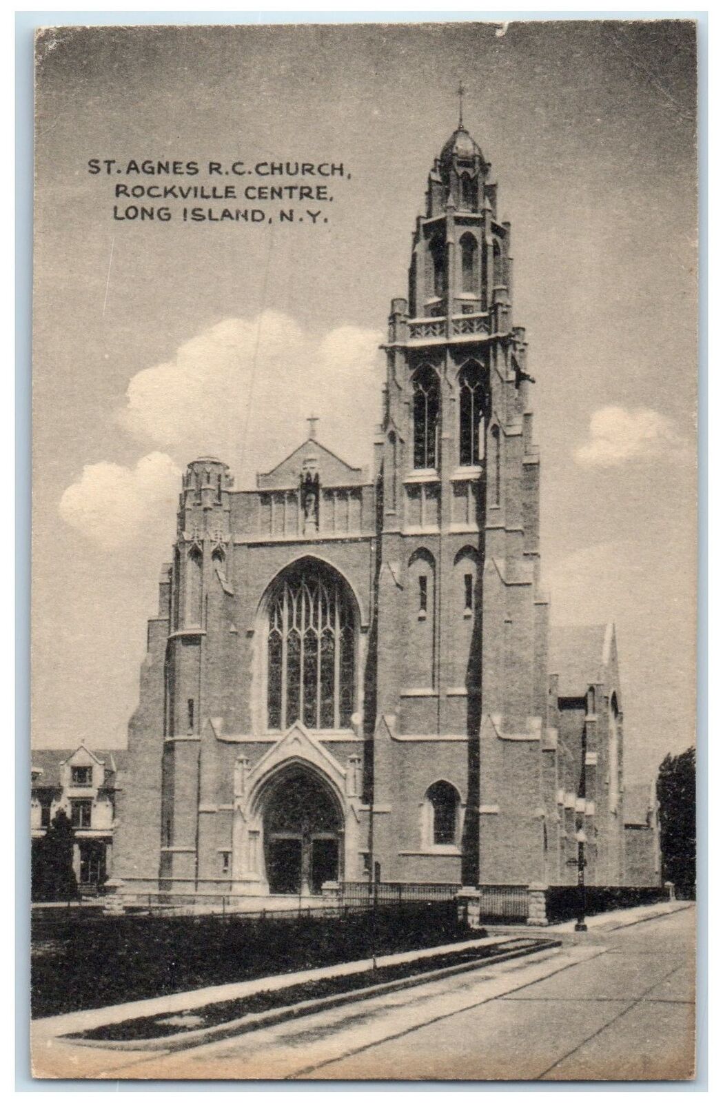 c1910s St. Agnes Roman Catholic Church Exterior Long Island New York NY Postcard