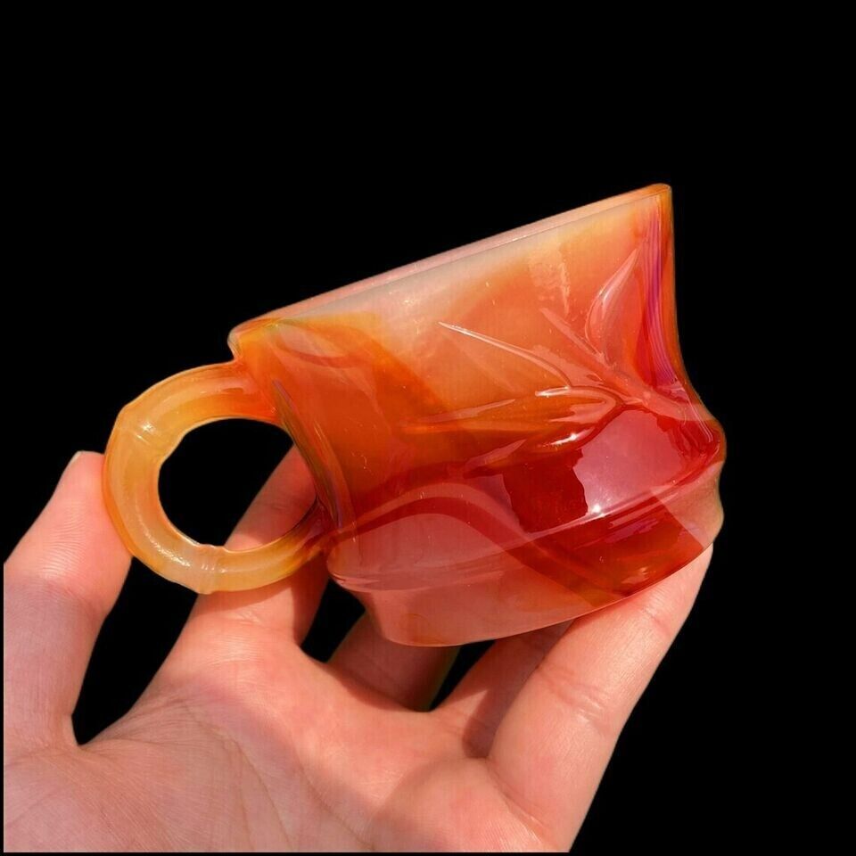 2pc Cup Carving Carnelian Healing Red Agate Reiki Natural Crystal Collection Gif