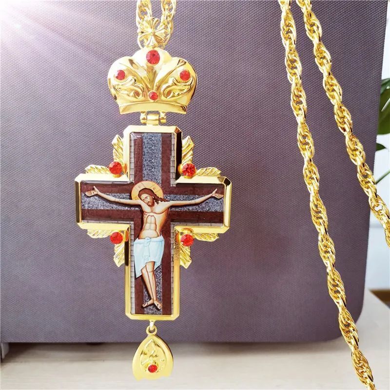 Beautiful Orthodox Pectoral Cross Religious Icon Byzantine Necklace Crucifix