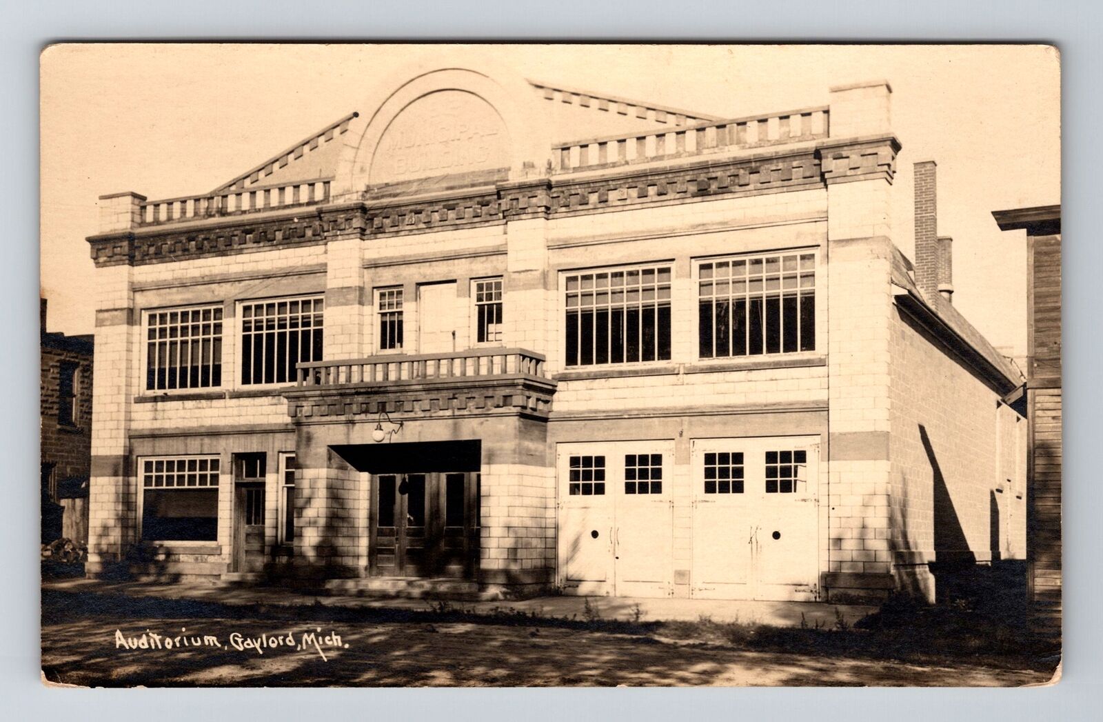 Gaylord MI-Michigan, RPPC Auditorium, Real Photo c1920 Vintage Postcard