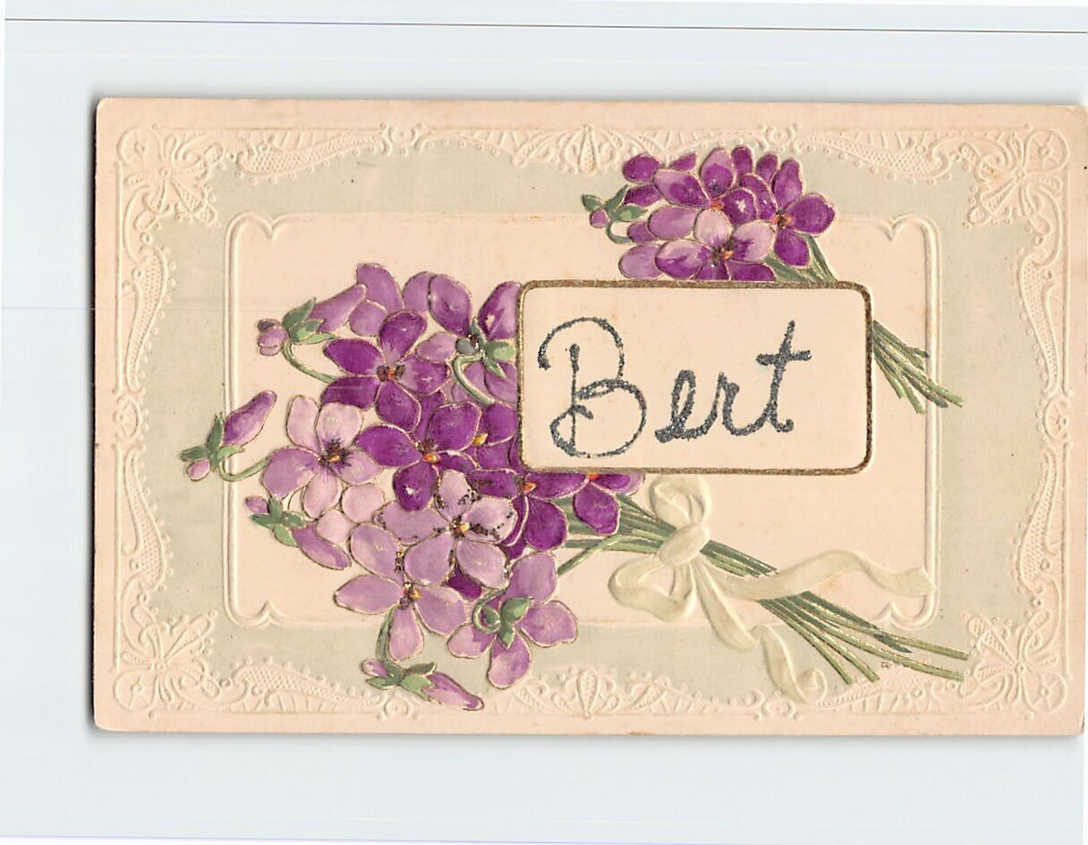 Postcard Embossed Flower Card with Border