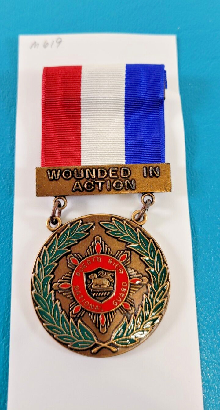 Vintage Rare PR Puerto Rico National Guard WOUNDED IN ACTION Medal Pin GRACO