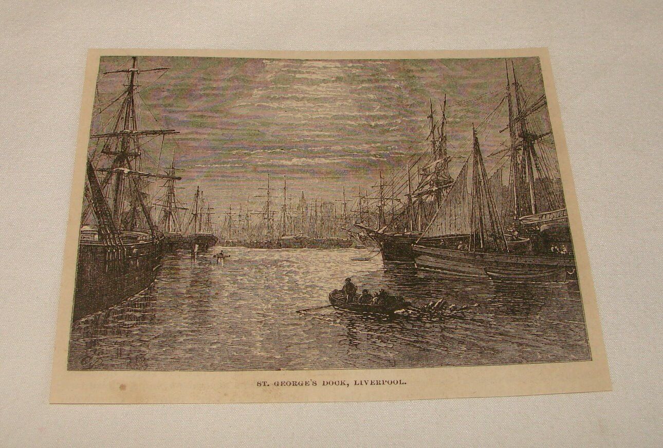 1879 magazine engraving ~ ST GEORGE\'S DOCK, Liverpool