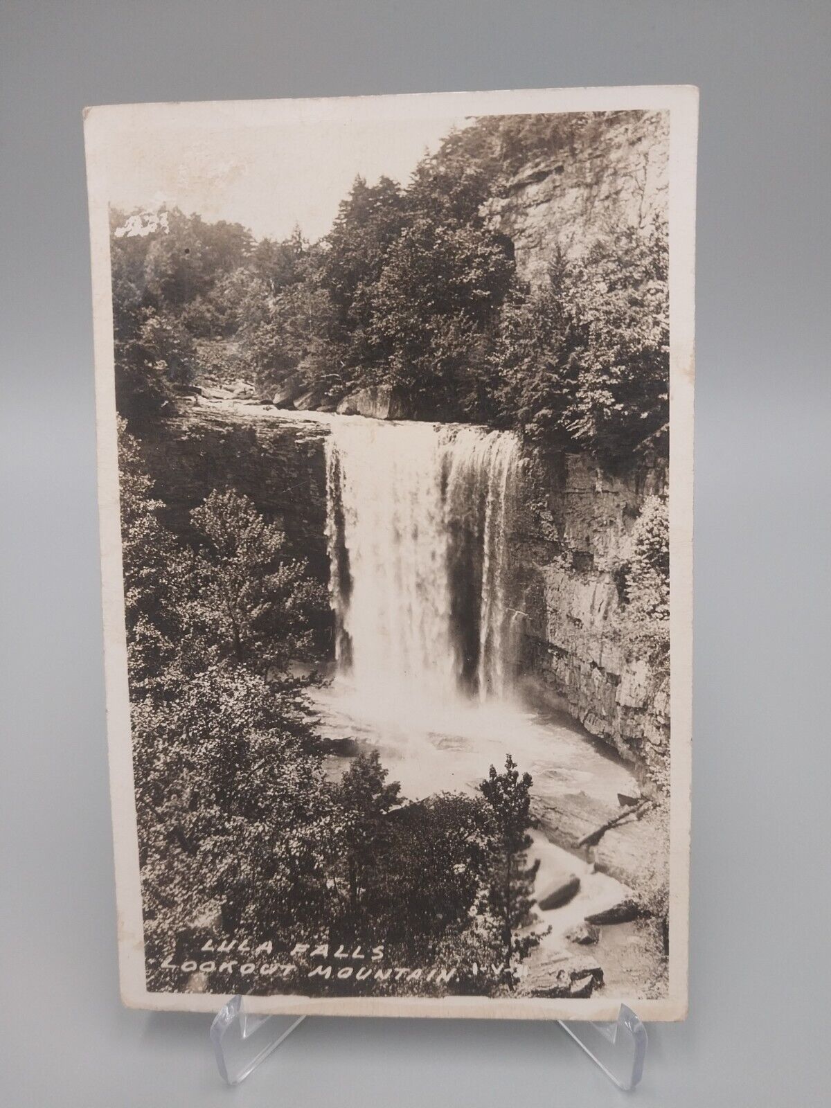 1946 LULU FALLS Lookout Mountain Waterfall B&W Postcard Tennessee CHATTANOOGA
