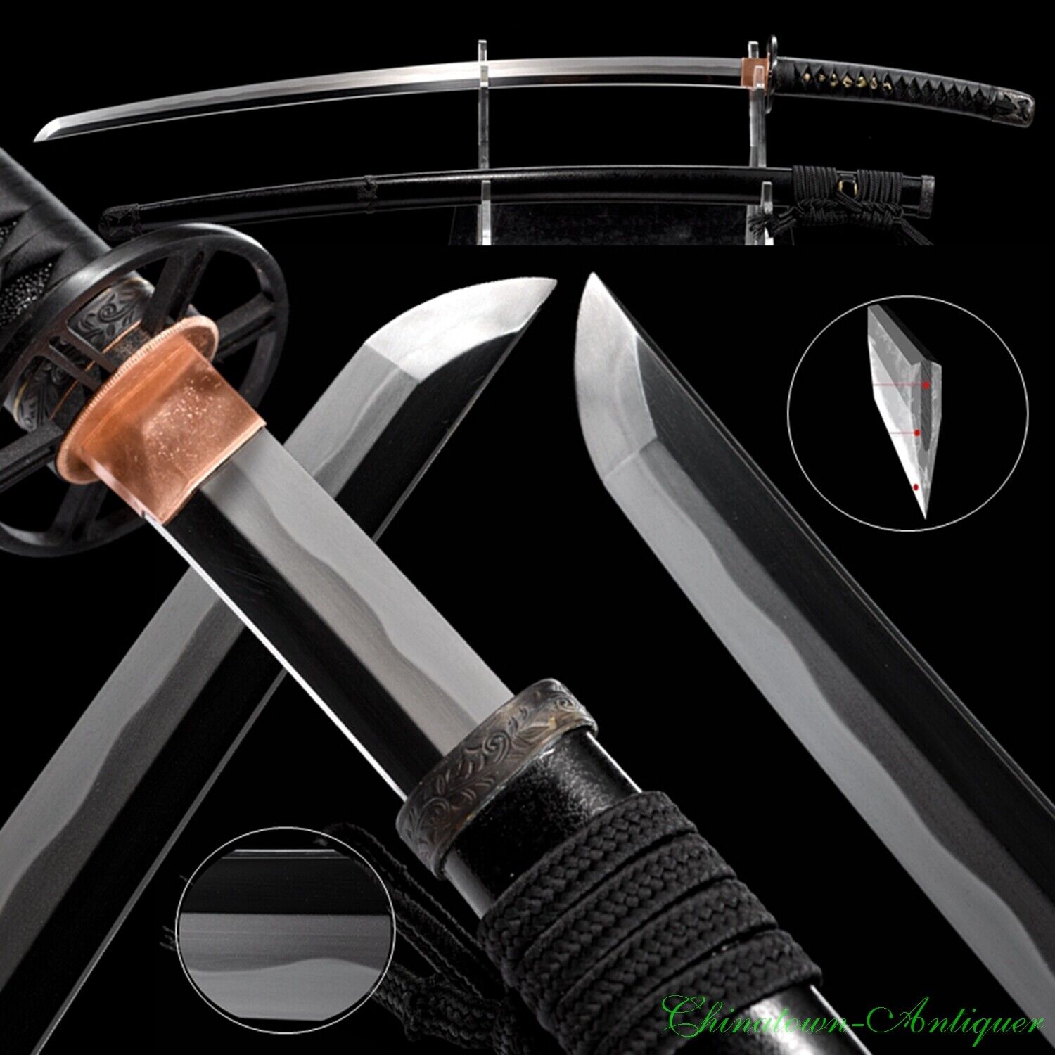 Japanese Samurai Sword Clay Tempered Kobuse Tamahagane Edge Steel Katana #1335