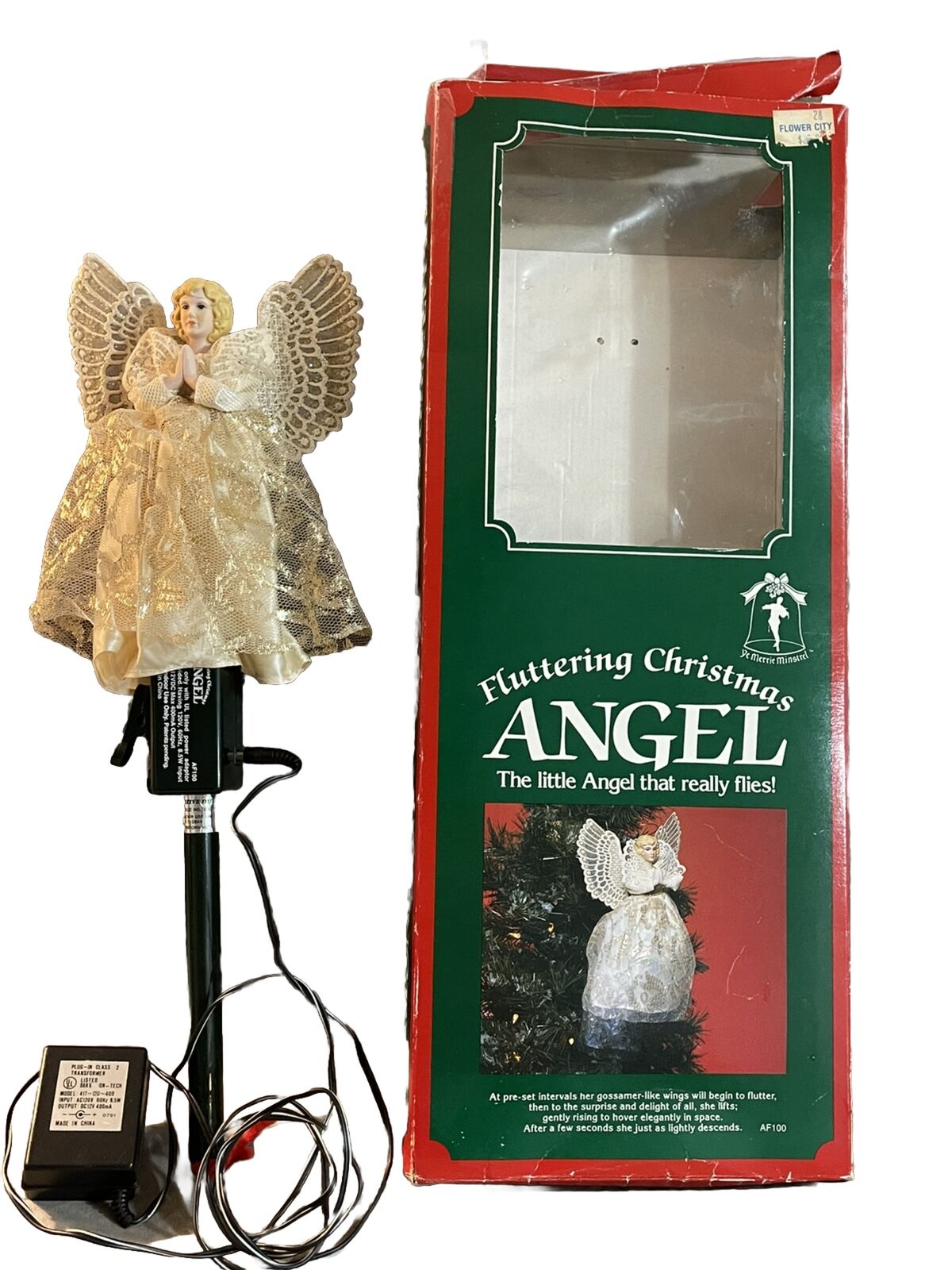 Ye Merrie Minstrel Vintage 1991 Fluttering Christmas Angel Rare Find