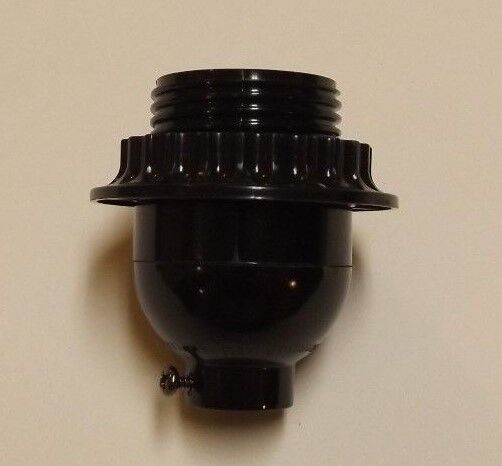 BLACK PHENOLIC SHORT KEYLESS THREADED LAMP SOCKET WITH RING E26 NEW 30539J