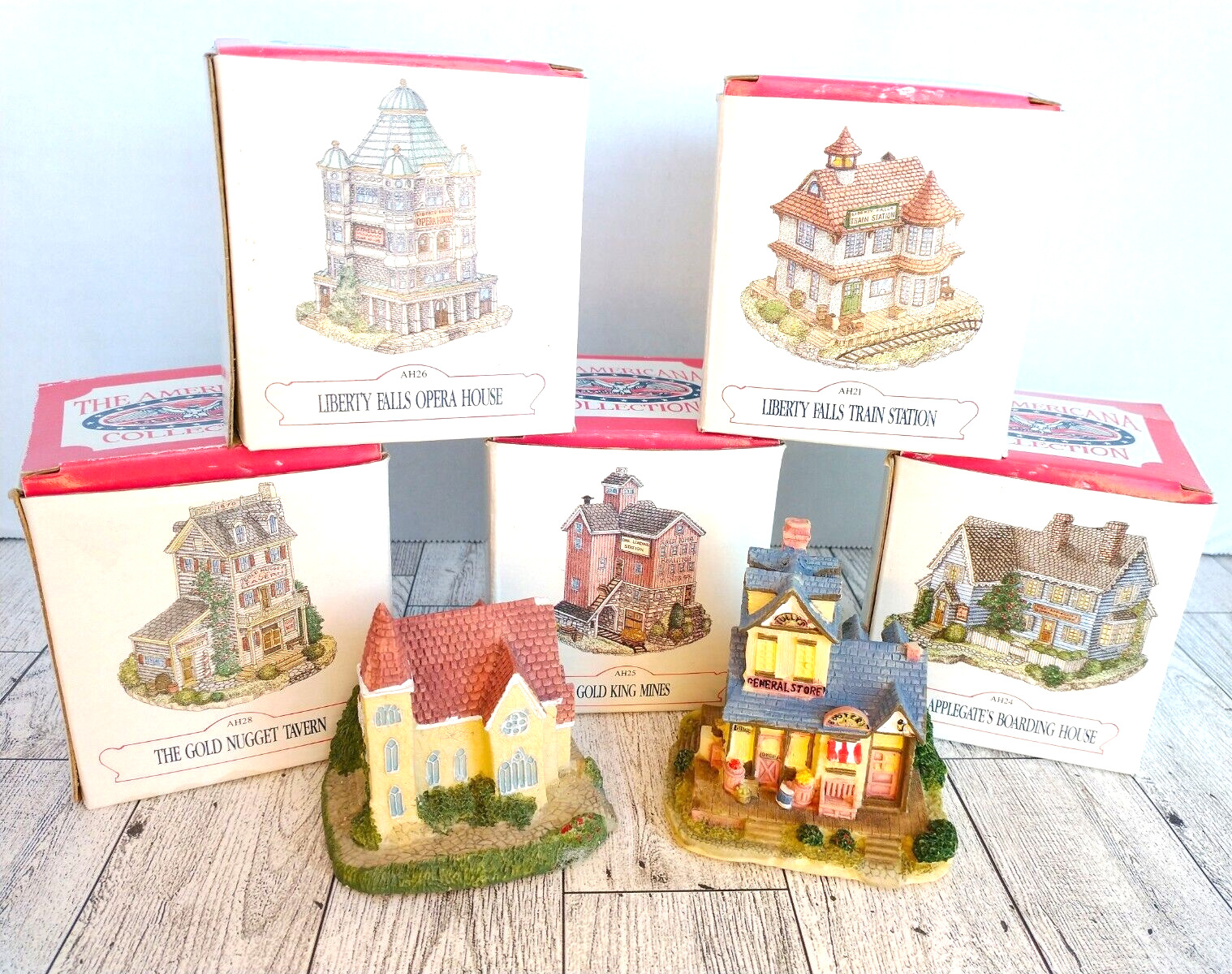 Lot of 7 Vintage 1993 Americana Collection Liberty Falls Miniature Buildings