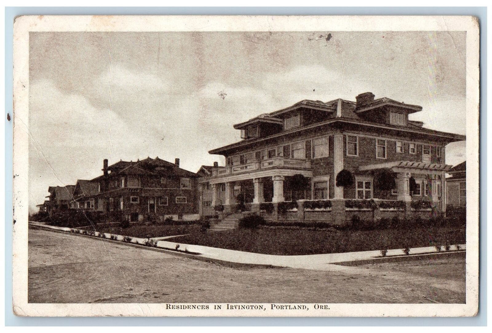 c1920's Residences In Irvington Building Dirt Road Portland Oregon OR Postcard