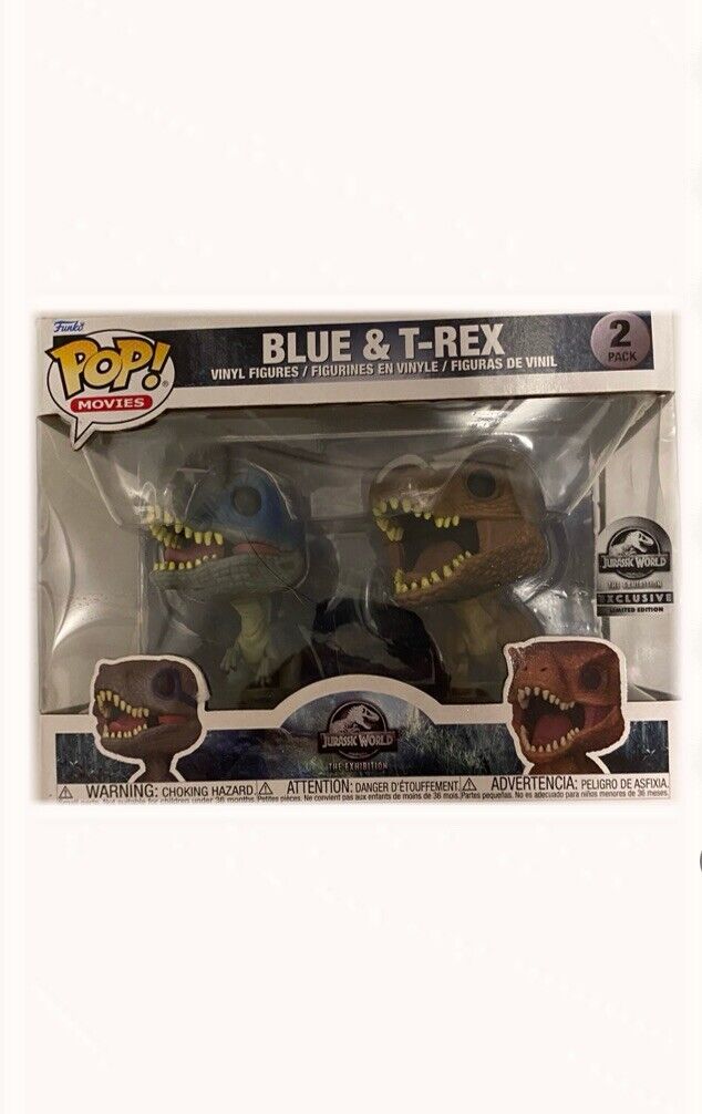 Funko Pop Jurassic World The Exhibition EXCLUSIVE Blue And T-Rex 2 Pack