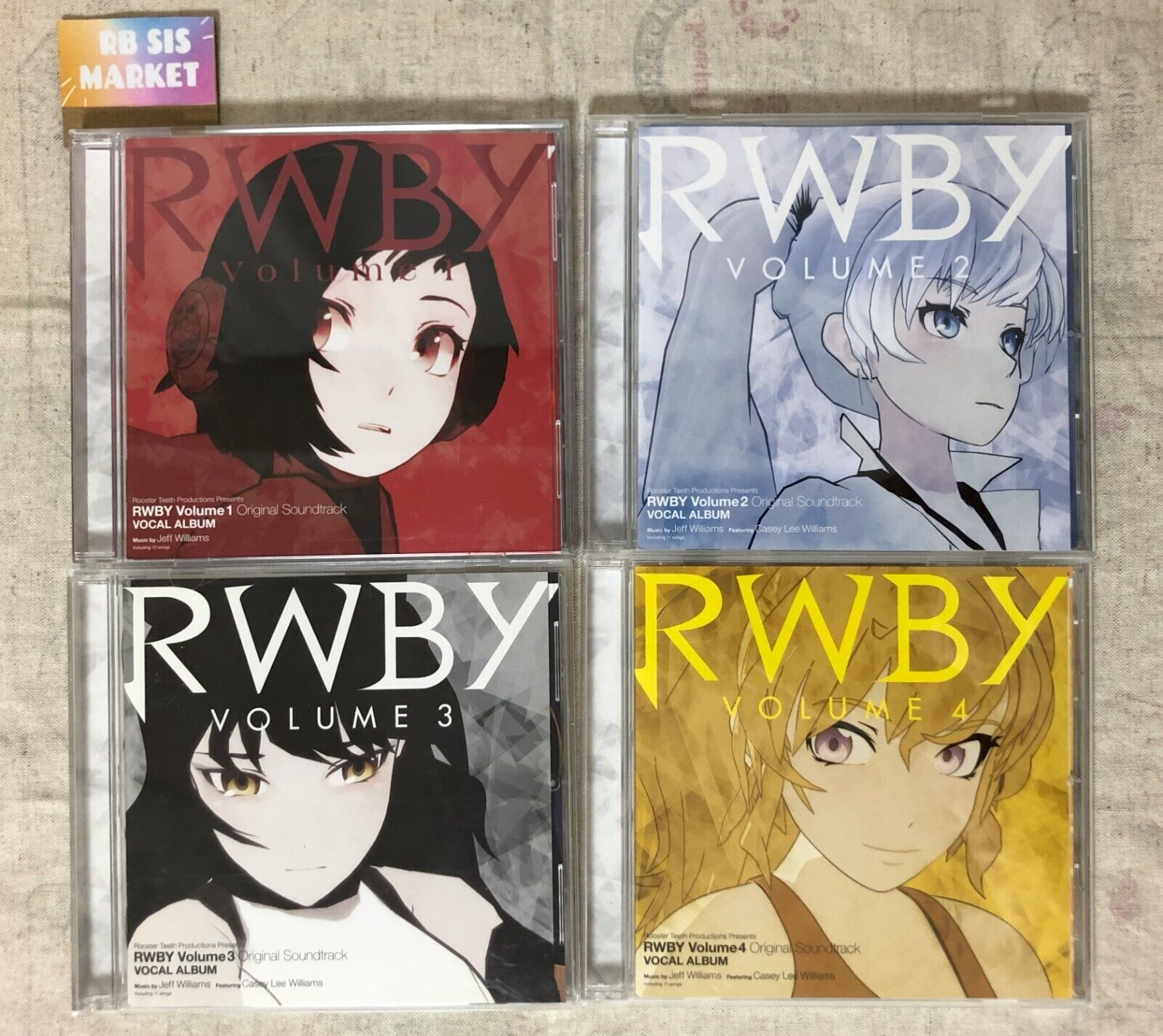 RWBY Volume1-4 Original Soundtrack VOCAL ALBUM Set ‎Warner Bros Used