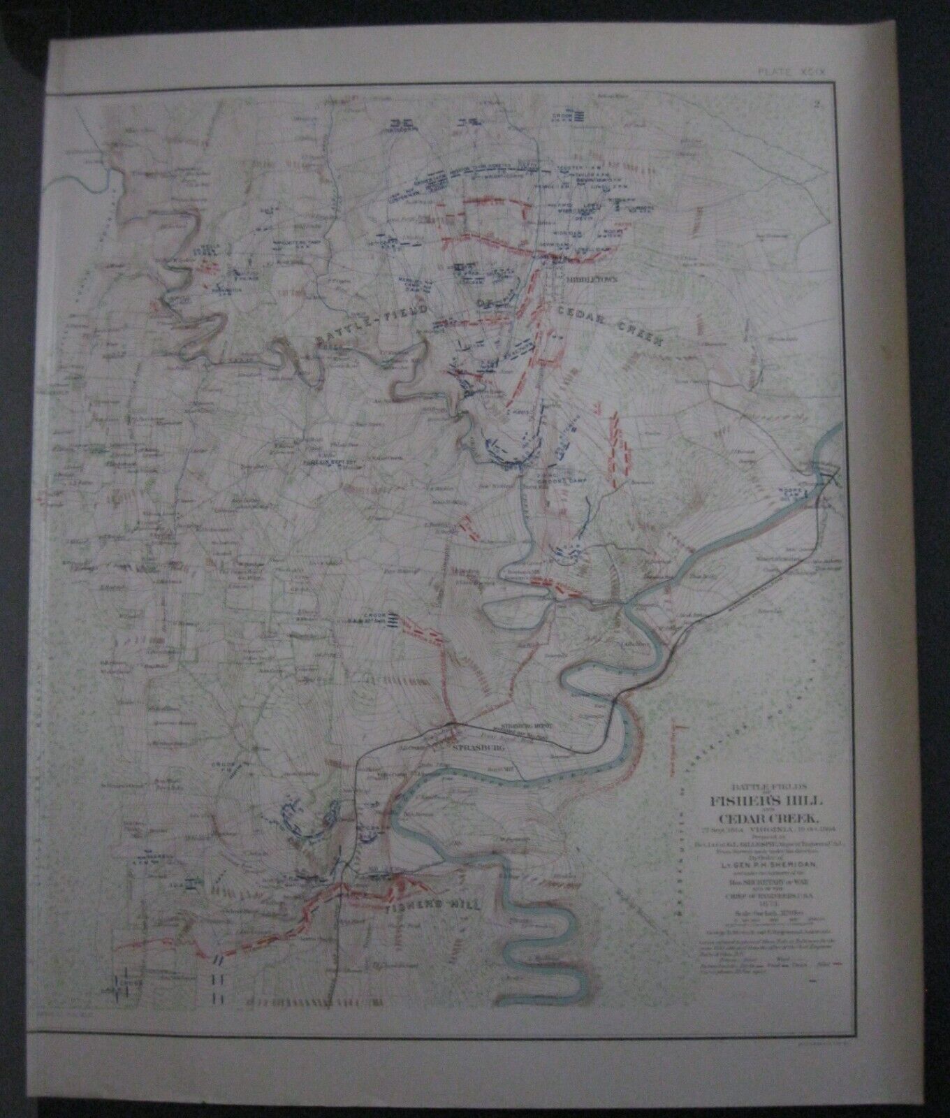 Antique Official 1893 Battlefields Maps of Fisher Hill & Cedar Creek Fall 1864