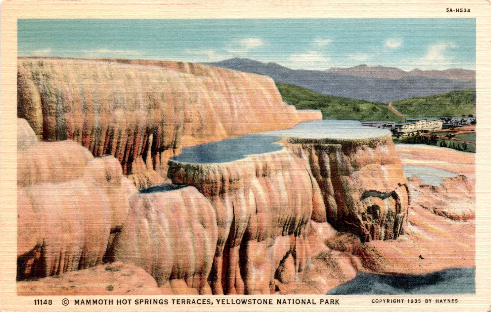 Mammoth Hot Springs Terraces Yellowstone National Park calcium carbonat Postcard