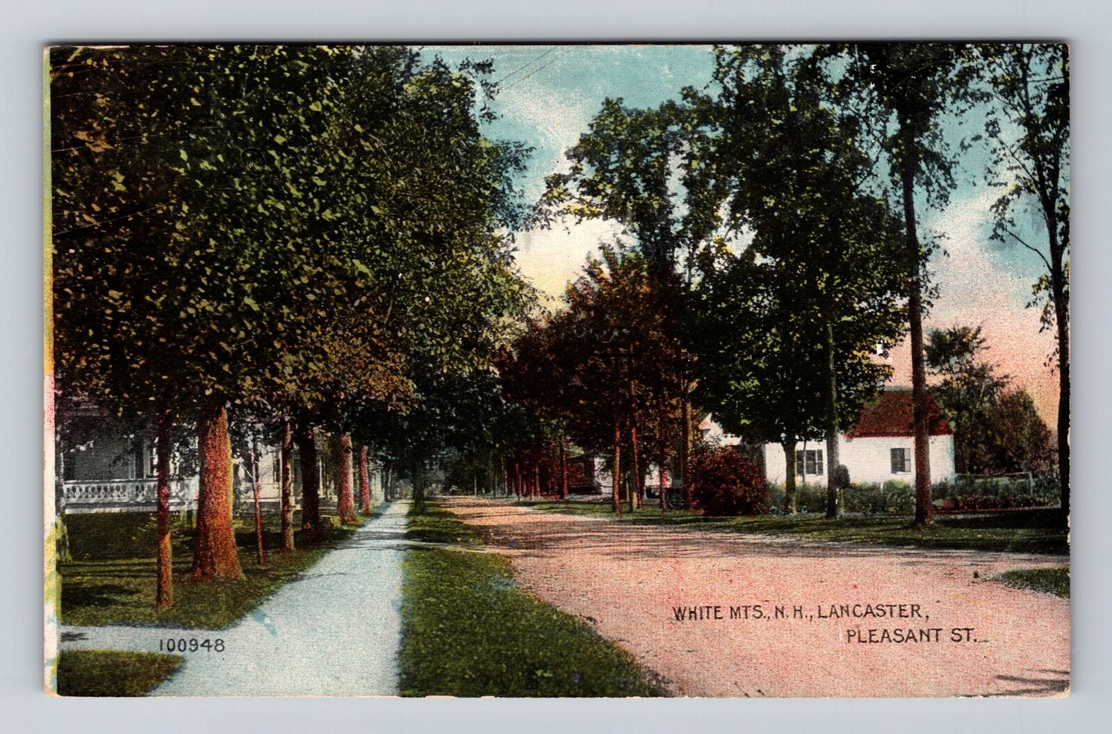 White Mountains NH-New Hampshire, Lancaster Pleasant Street, Vintage Postcard