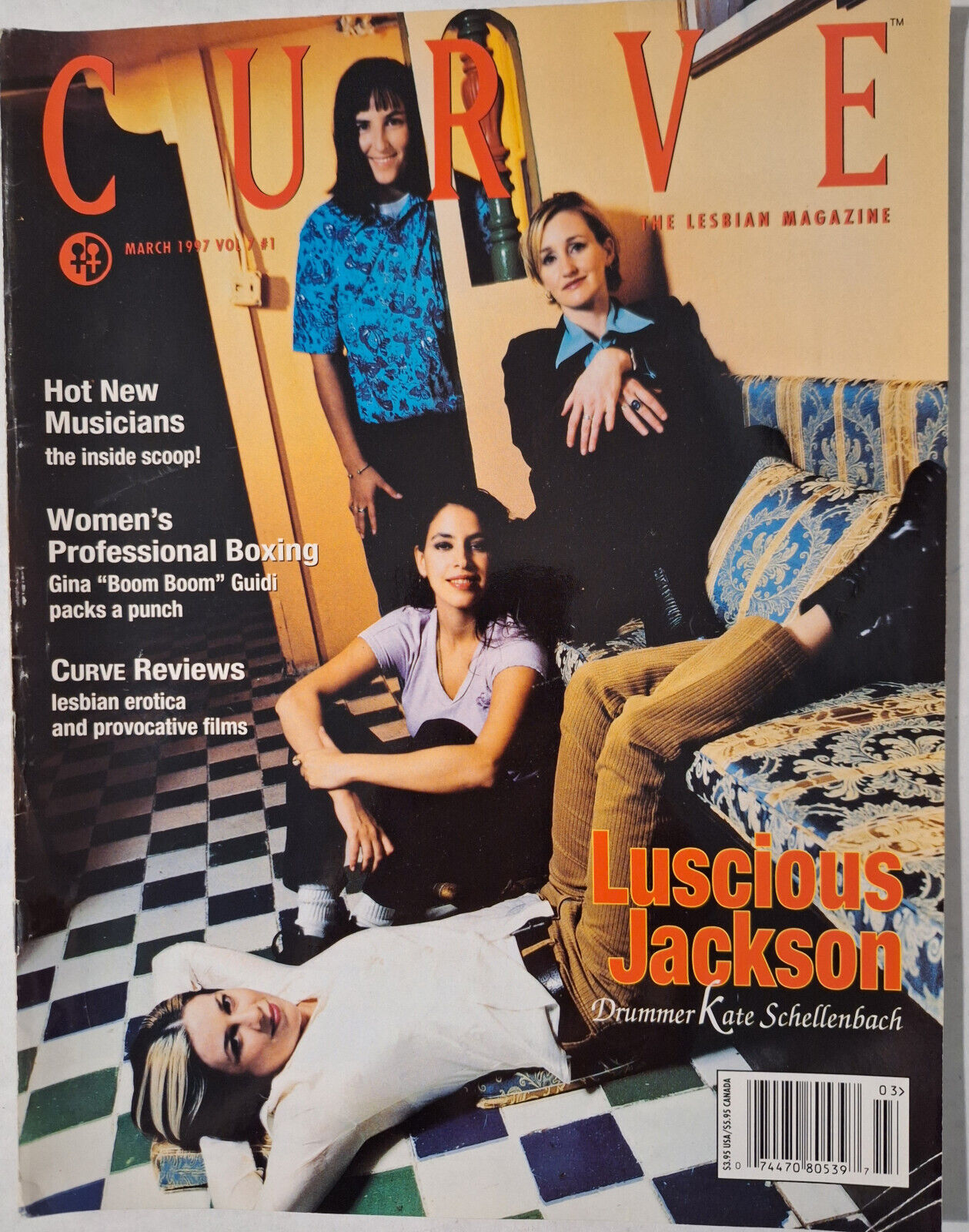 Curve Magazine (Mar 1997) Lesbian mag w/Luscious Jackson/Patsy (band)/Gina Guidi