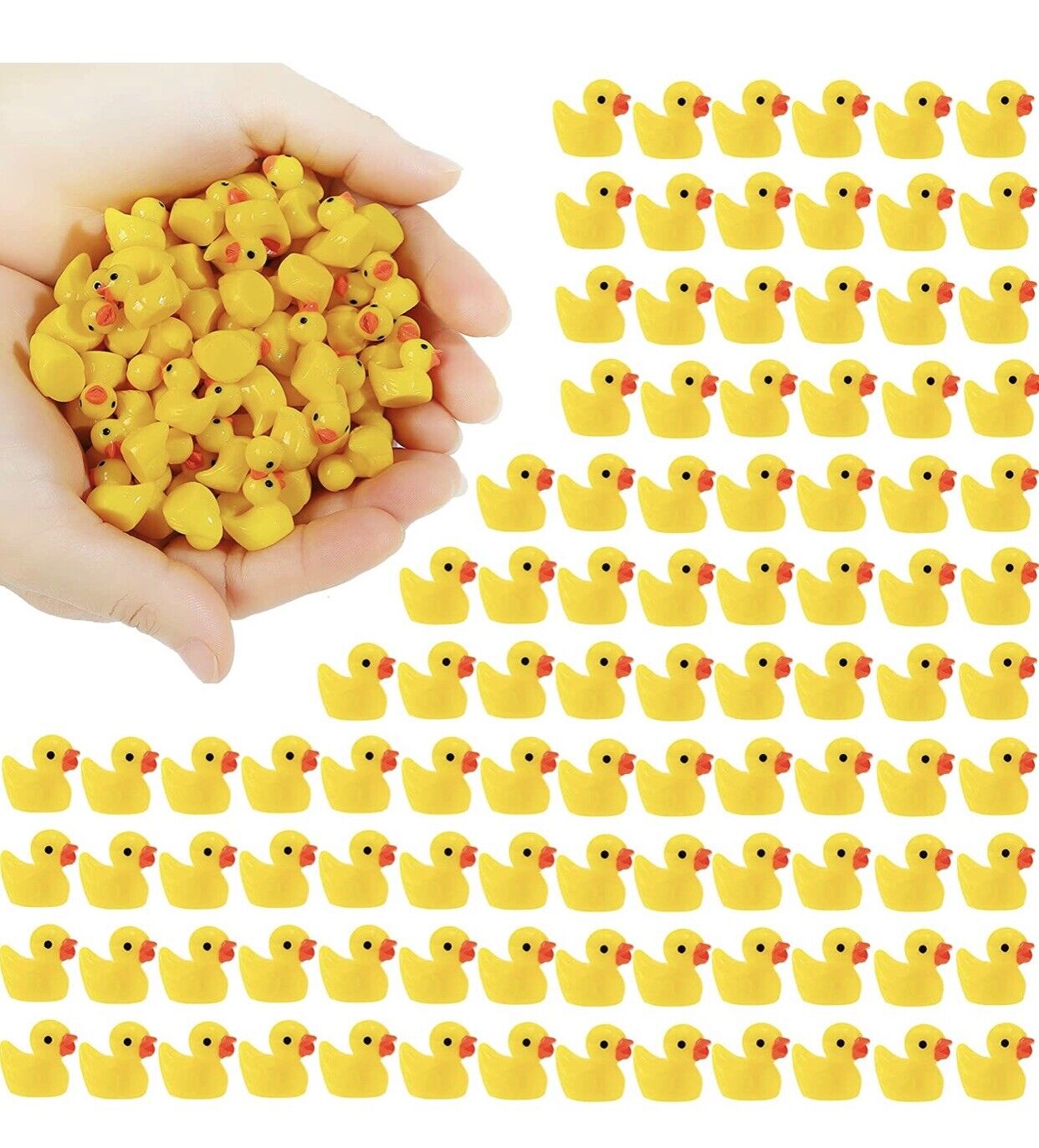 Lot Of 25 Pc Mini Rubber Ducks Miniature Resin Easter Yellow Tiny Duckies Figure