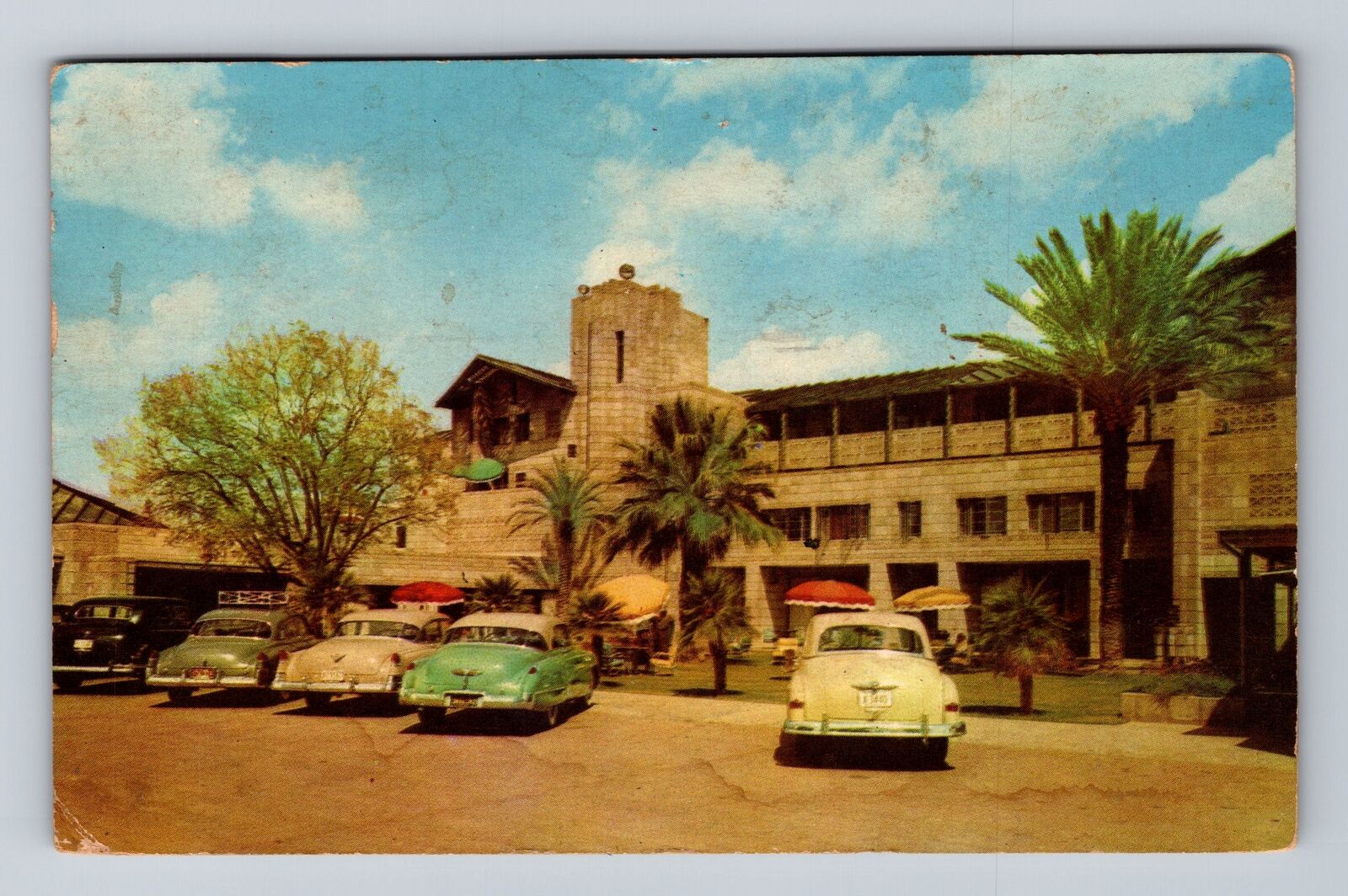 Phoenix AZ-Arizona, Patio At Entrance To Biltmore Hotel, Vintage c1953 Postcard