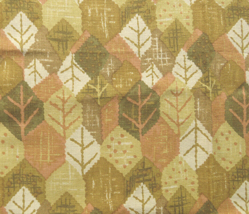 Elegant Hand Print Vat Dyed Leaf Motif Linen Fabric