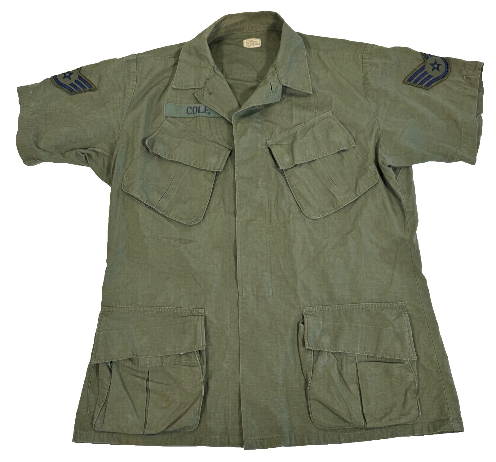 Vietnam USAF OD Jungle Tropical Combat Jacket Coat Short Sleeve Medium Regular