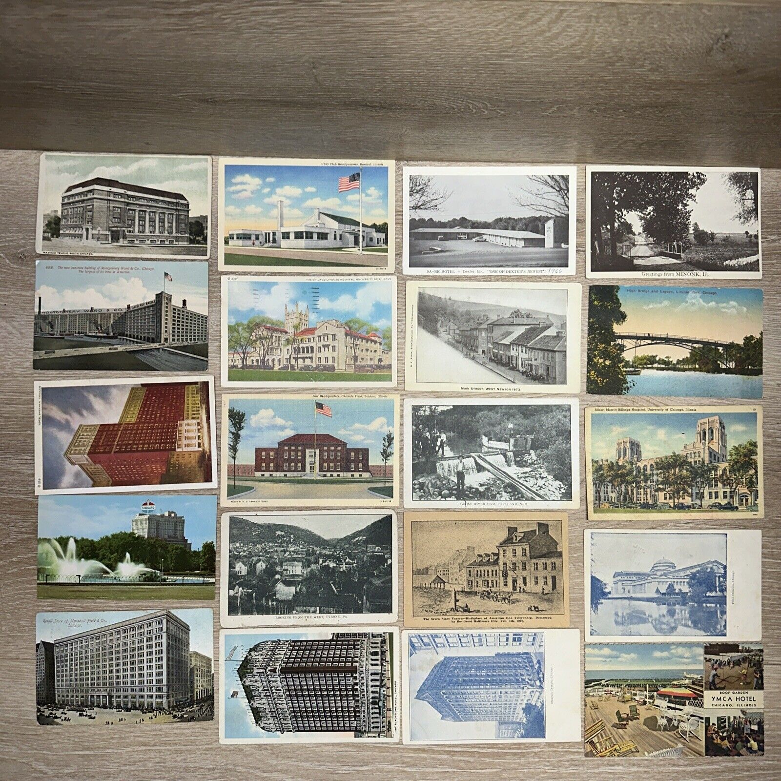 Lot of 20 Vintage Postcards Masonic Temple Buildings Standard Oil Hotel & More