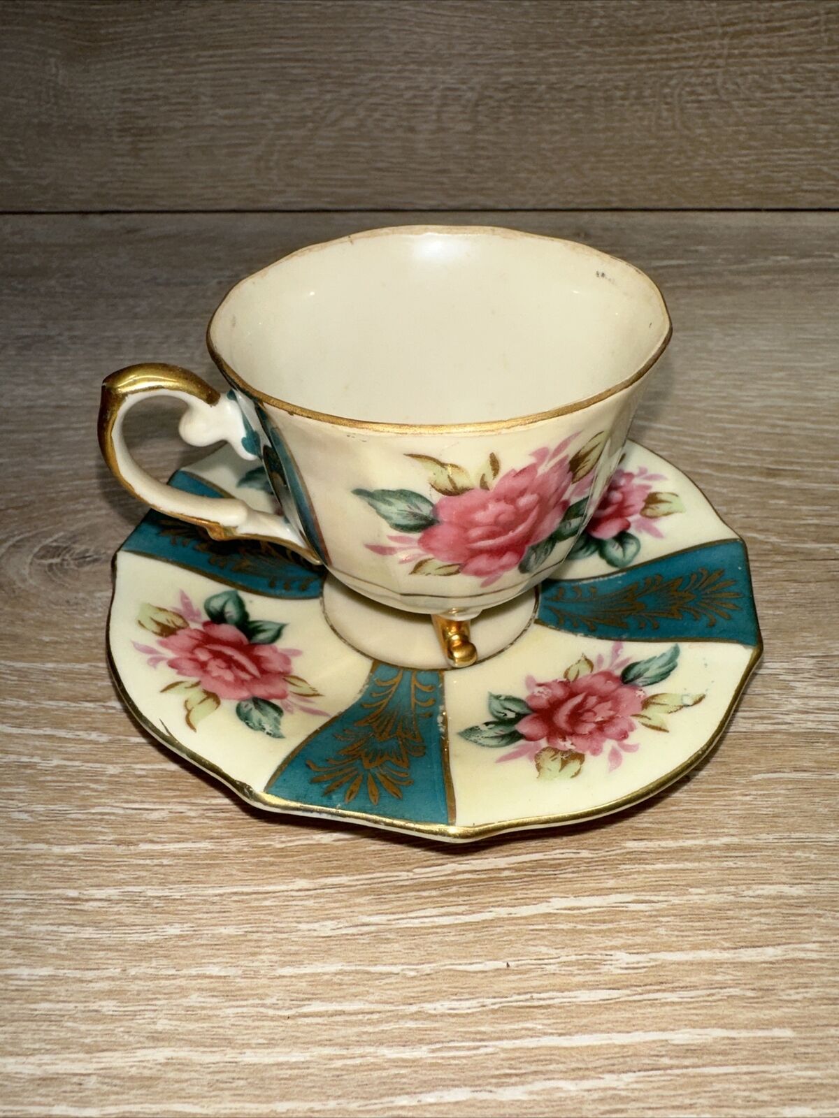 Vintage Shafford Japan Hand Painted Pink & Gold  Teacup and Saucer