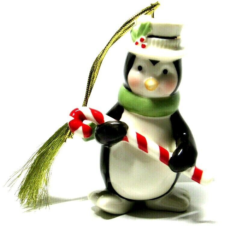 Lenox Very Merry Christmas Porcelain Penguin Ornament Candy Cane 