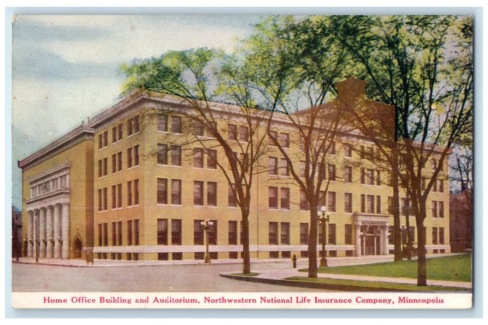 c1940\'s Home Of Building And Auditorium Minneapolis Minnesota MN Trees Postcard
