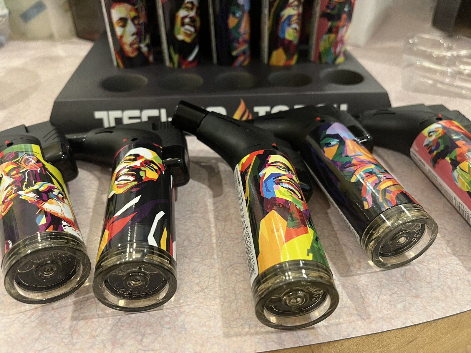 Techno torch lighter Full-size Torch Adjustable Flame Bob Marley Desig Lot Of 15