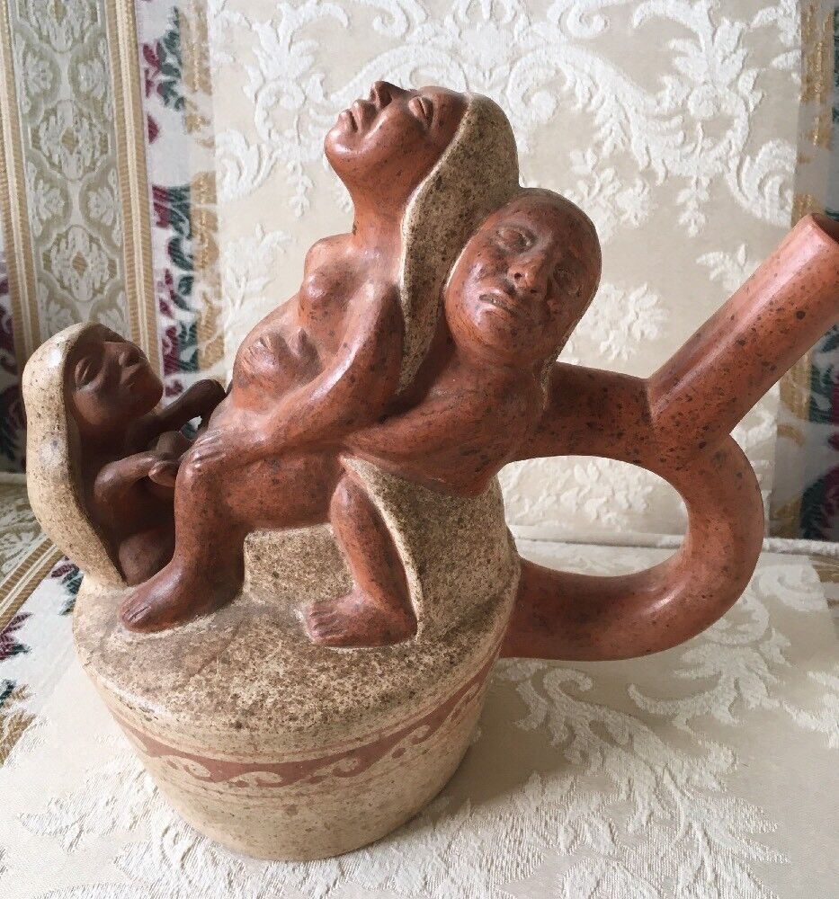 Moche Peruvian Erotic Sexuality Birth Huaco  Hand Made /  Signed Replica Pottery