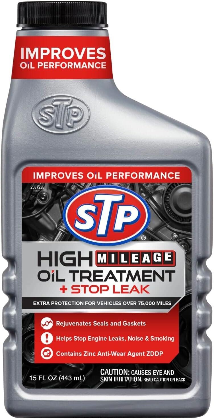 S.T.P High Mileage Oil Treatment + Stop Leak - 15 FL OZ