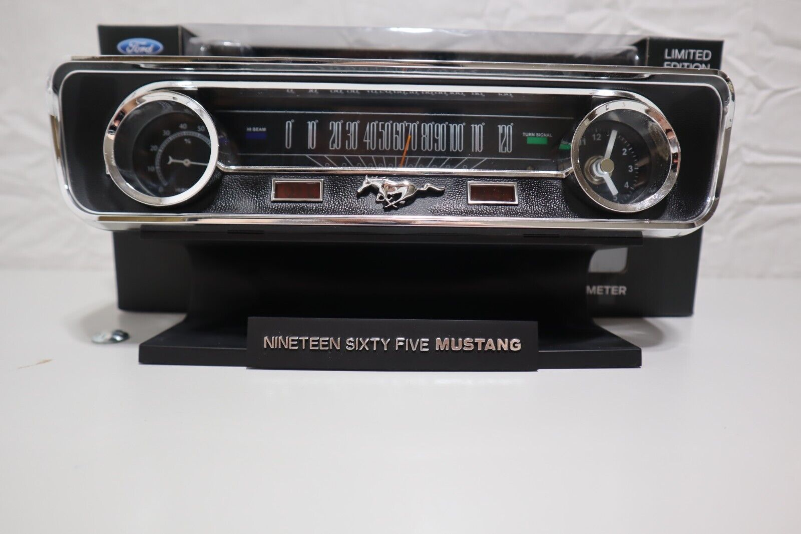 1965 Mustang Desktop Sound Clock Thermometer & Hygrometer Tested & Works