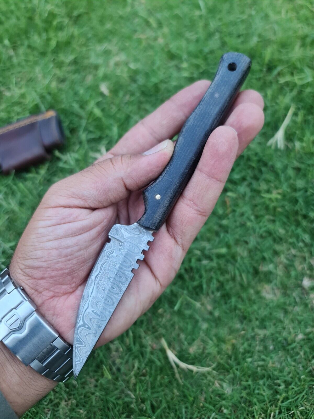 Handmade Original Damascus Steel Micarta Handle Black Hunting Knife For Gift Edc