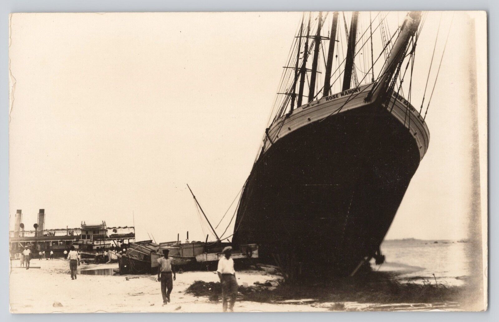 Postcard Florida Miami Disaster Beached Ship Wreck Rose Mahony 1920s Vintage