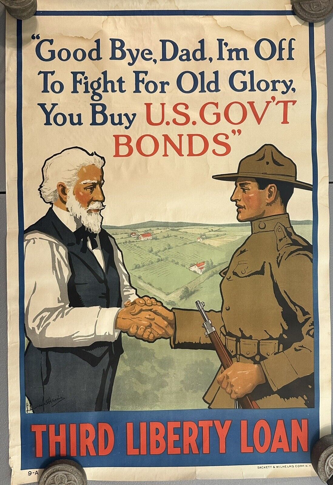 1918 “Good bye, Dad, I'm off to fight for Old Glory” Original WWI Poster