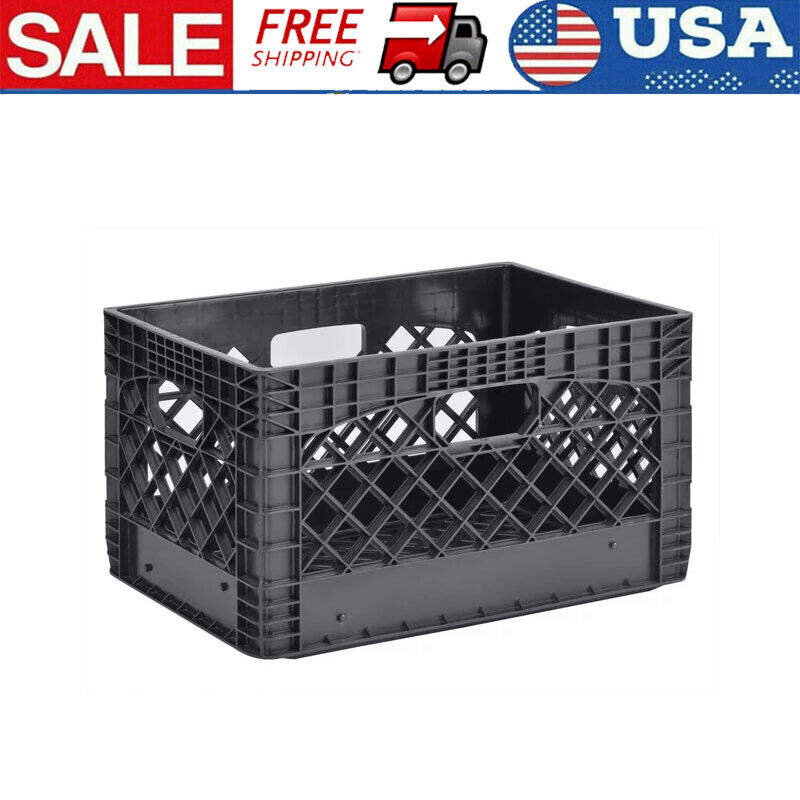 24QT Plastic Heavy-Duty Milk Crate Stackable Versatile Storage Basket Indoor US