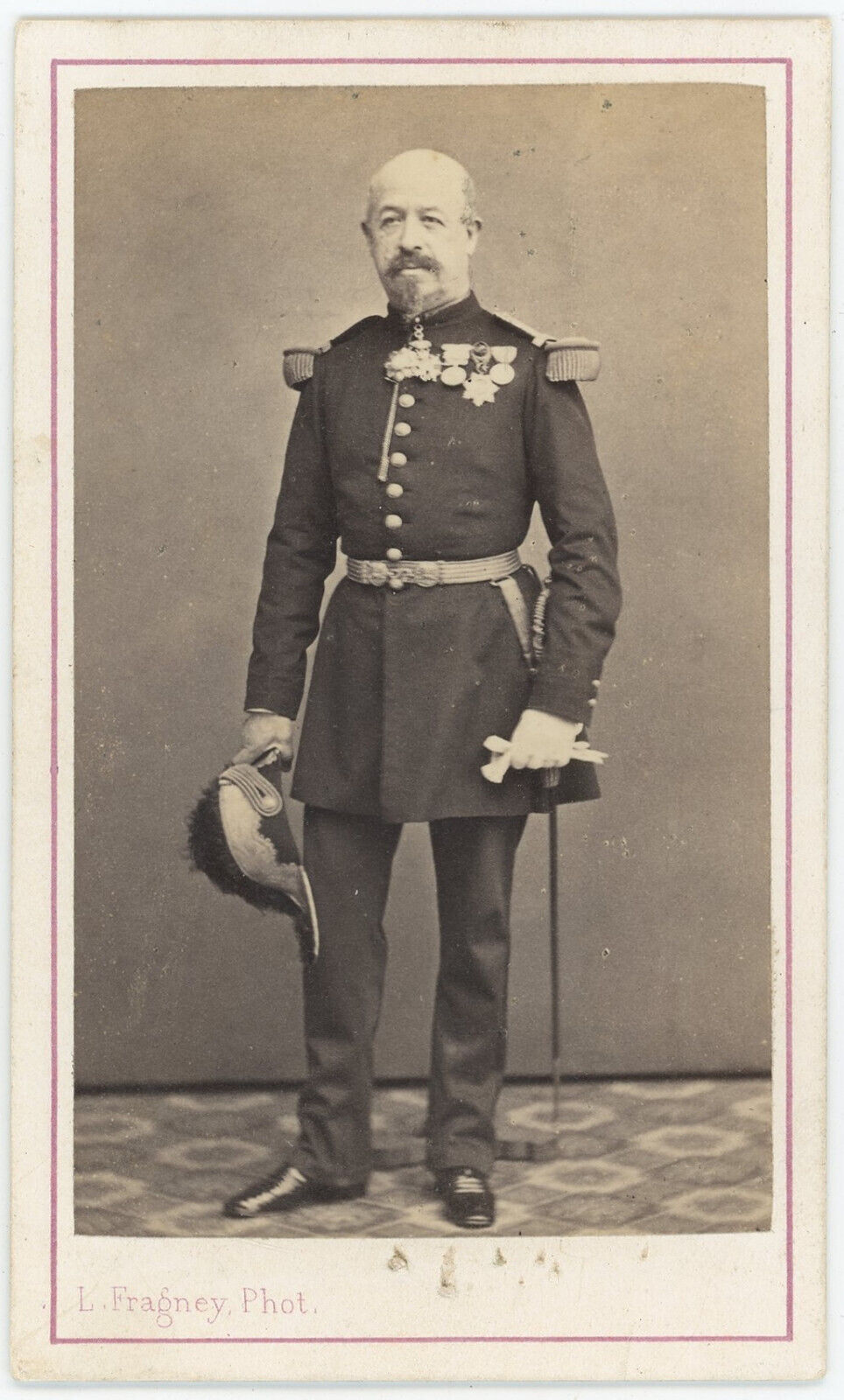 Military CDV circa 1865. General Charles Malherbe. Medals. Dedication.