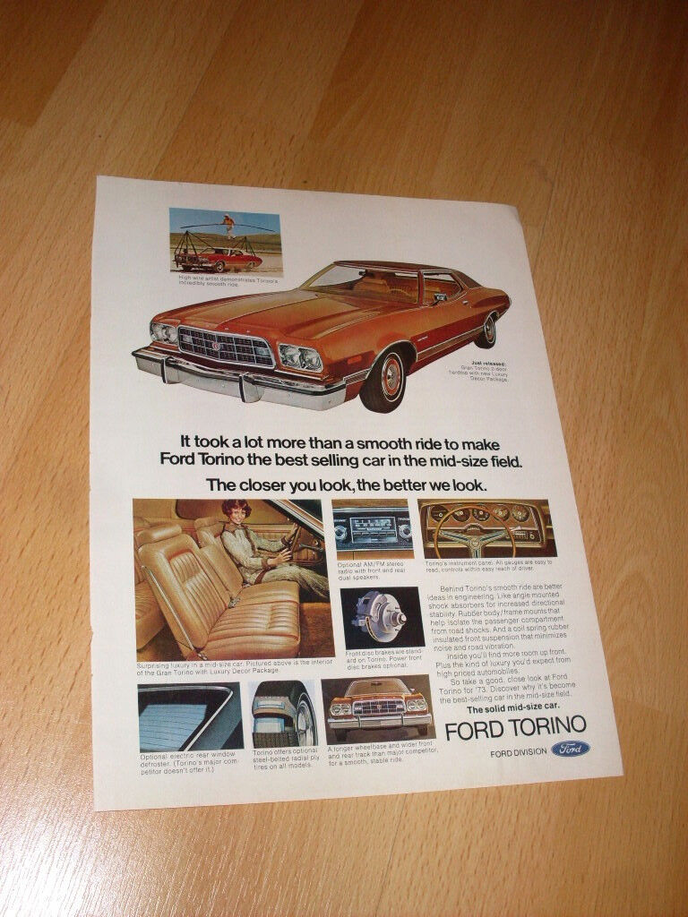 1973 74 Ford Gran Torino Vintage Advertisement Magazine Ad 